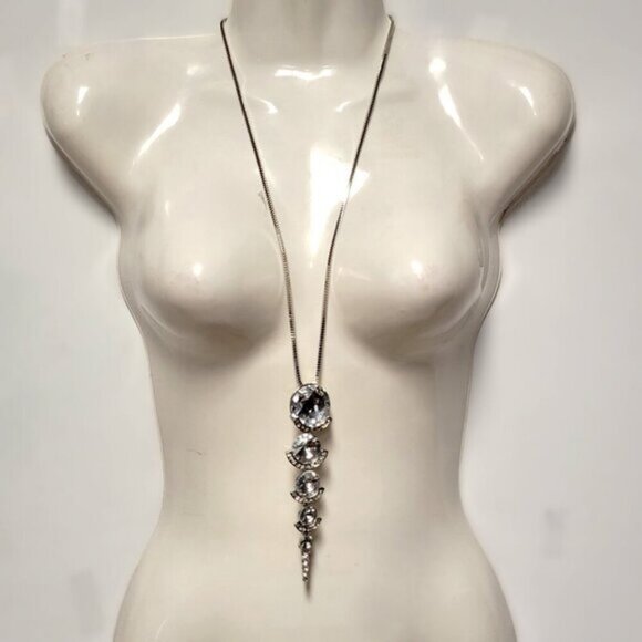 Crystal Teardrop Pendant Necklace STATEMENT Crystal Pendant Necklace - Picture 2 of 13